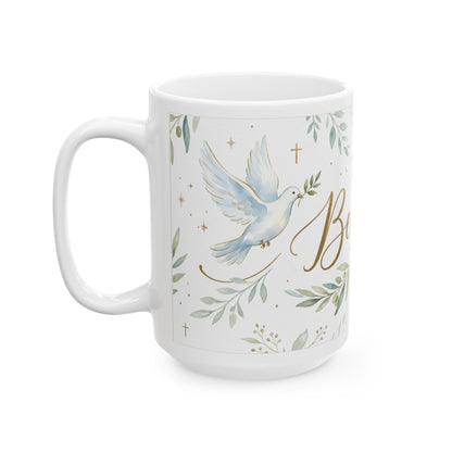 Be Still Ceramic Mug — Floral Inspirational Coffee Cup (11oz & 15oz)