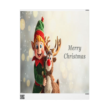 Christmas Elf & Reindeer Wrapping Paper — 'Merry Christmas' Gift Wrap