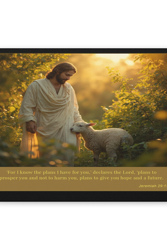 Jesus and the Lamb Jeremiah 29:11 Matte Canvas Print by Grace Canvas