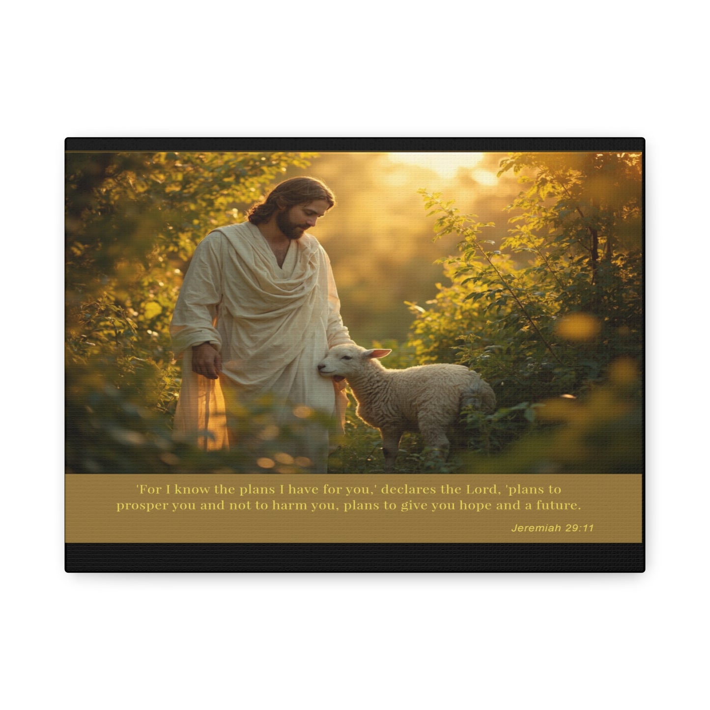 Jesus and the Lamb Jeremiah 29:11 Matte Canvas Print by Grace Canvas