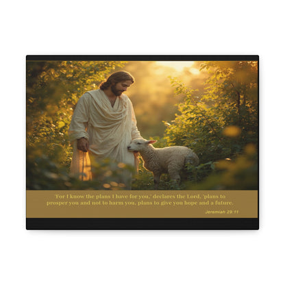 Jesus and the Lamb Jeremiah 29:11 Matte Canvas Print by Grace Canvas