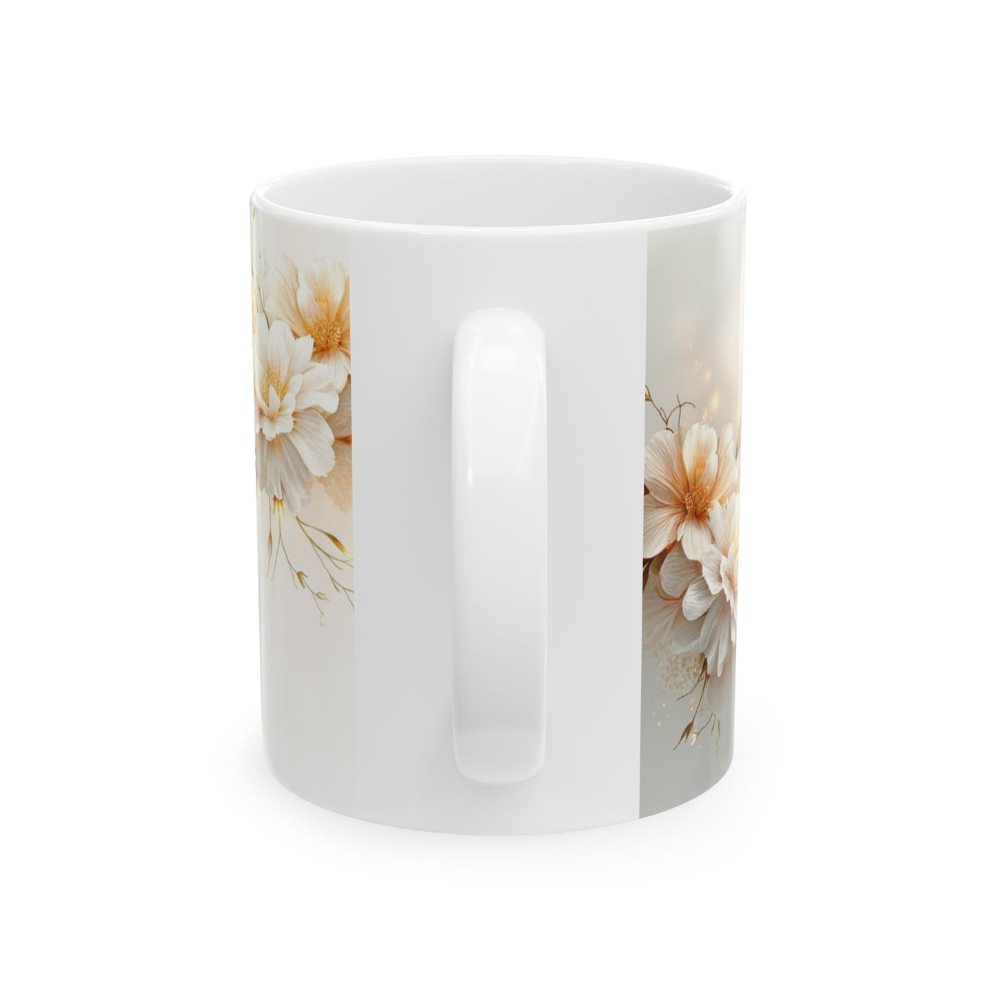Winter Flowers Ceramic Mug Elegant Tea Coffee Cup