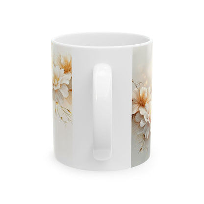 Winter Flowers Ceramic Mug Elegant Tea Coffee Cup