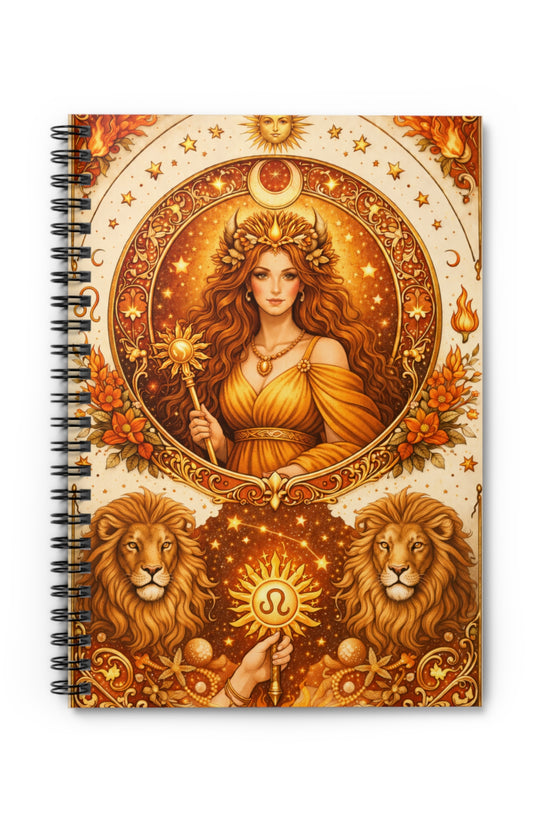 Celestial Leo Spiral Ruled Journal by Grace Canvas Shop