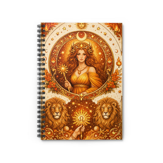 Celestial Leo Spiral Ruled Journal by Grace Canvas Shop