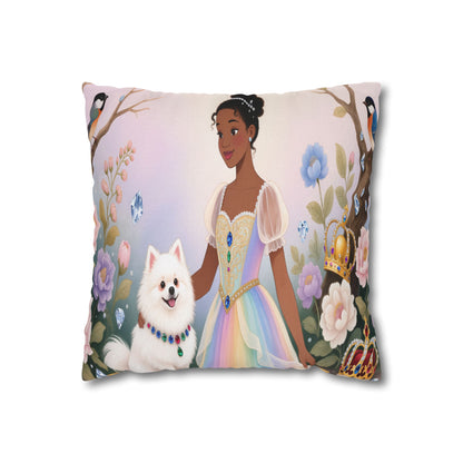 Princess & Pomeranian Dog Decorative Pillowcase