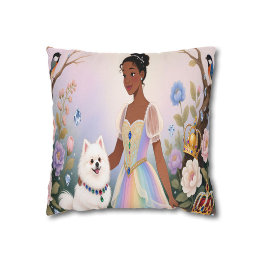 Princess & Pomeranian Dog Decorative Pillowcase by Grace Canvas Shop