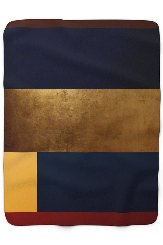 Colorblock Sherpa Blanket – Navy, Gold & Burgundy Cozy Throw by Grace Canvas Shop
