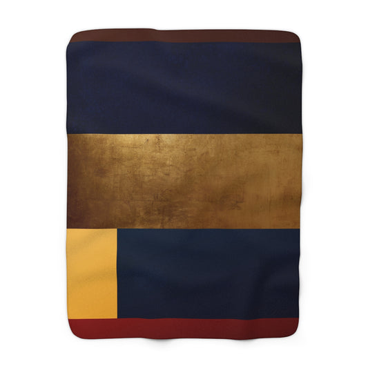 Colorblock Sherpa Blanket – Navy, Gold & Burgundy Cozy Throw by Grace Canvas Shop