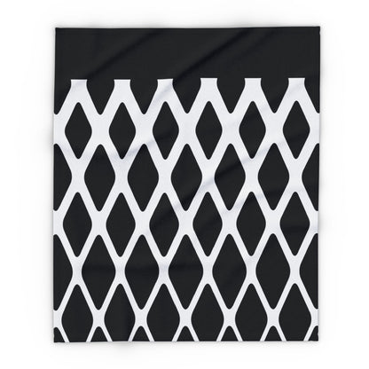 Arctic Fleece Blanket - Monochrome Geometric Diamond Pattern Cozy Throw