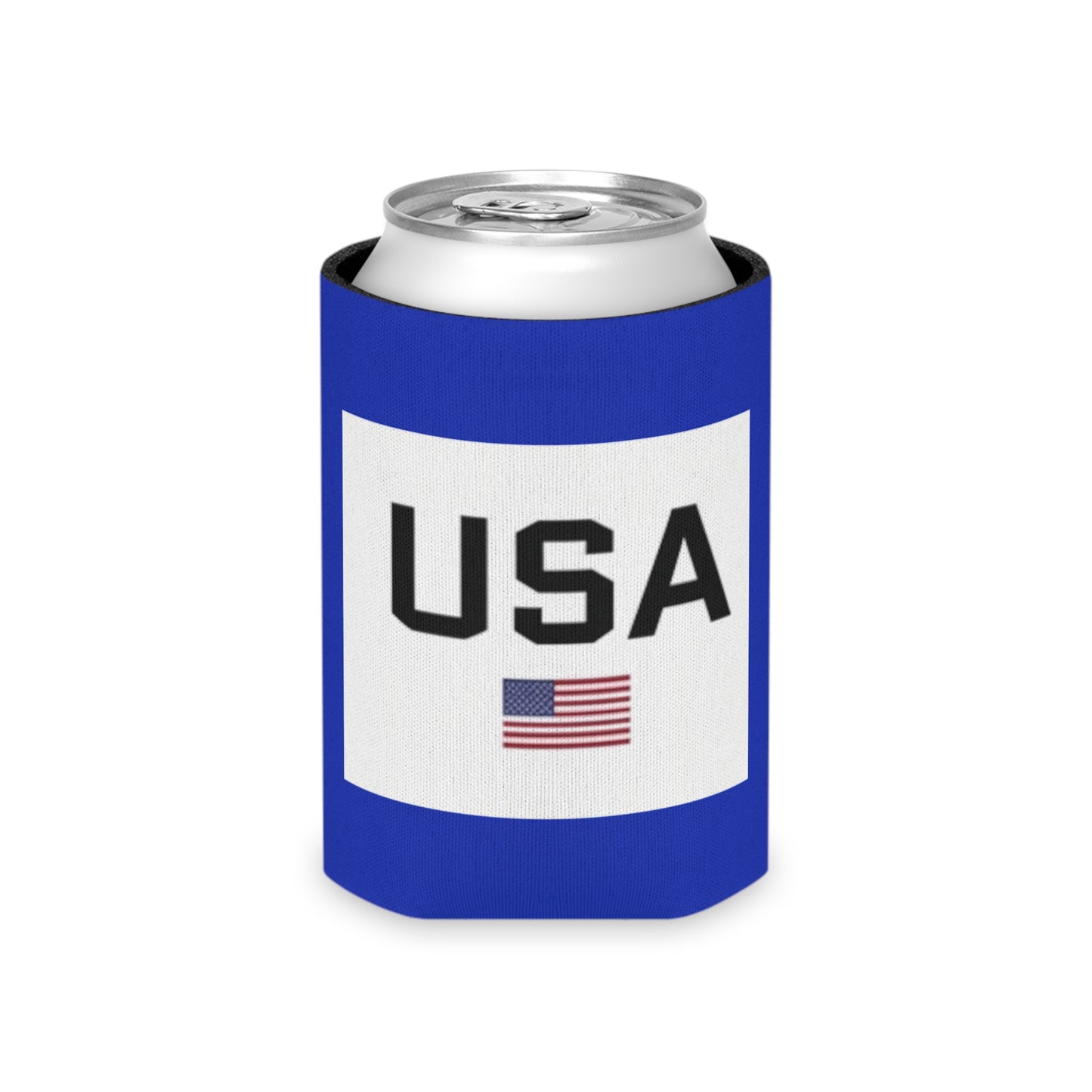 Patriotic USA Flag Can Cooler in Blue