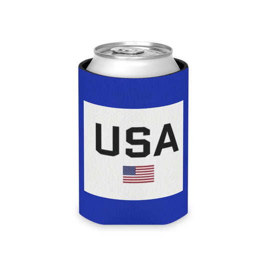 Patriotic USA Flag Can Cooler in Blue