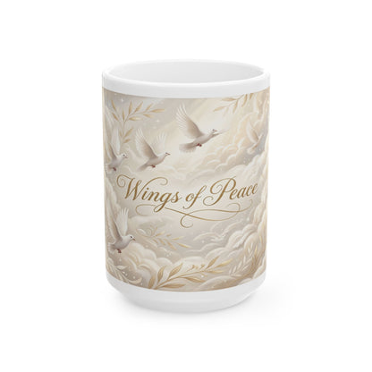 Wings of Peace Ceramic Mug — Dove Peace Inspirational Coffee Cup (11oz & 15oz)