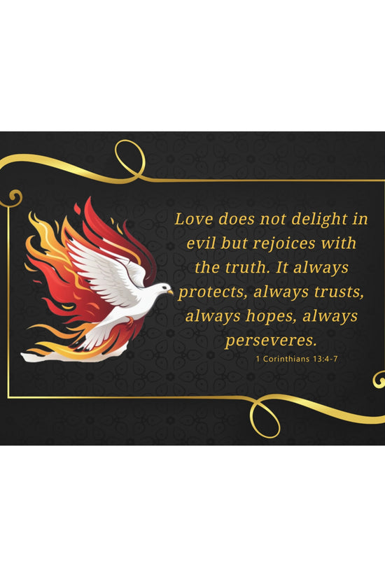 Dove Canvas Wall Art 1 Corinthians 13:7 Matte Stretched Bible Verse Print by Grace Canvas Shop