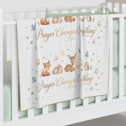 Prayer Changes Everything Baby Swaddle Blanket – Woodland Animals Nursery Muslin Wrap