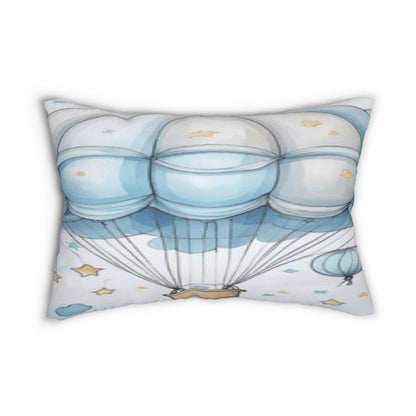 Hot Air Balloon Nursery Lumbar Pillow — Blue Baby Decor by Grace Canvas Shop