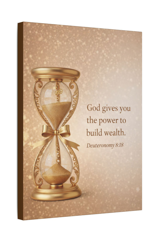 Inspirational Hourglass Deuteronomy 8:18 Art Print by Grace Canvas Shop