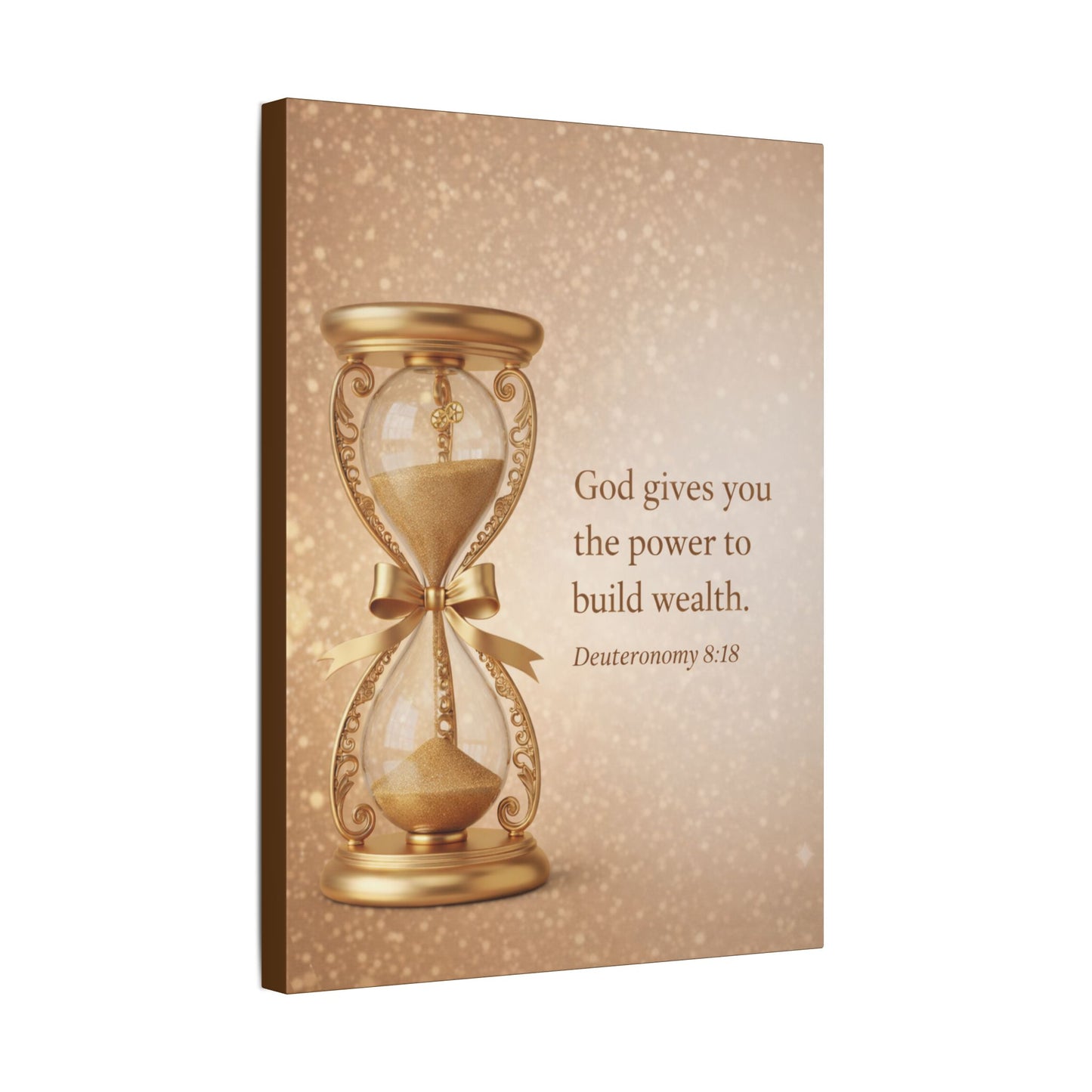 Inspirational Hourglass Deuteronomy 8:18 Art Print by Grace Canvas Shop
