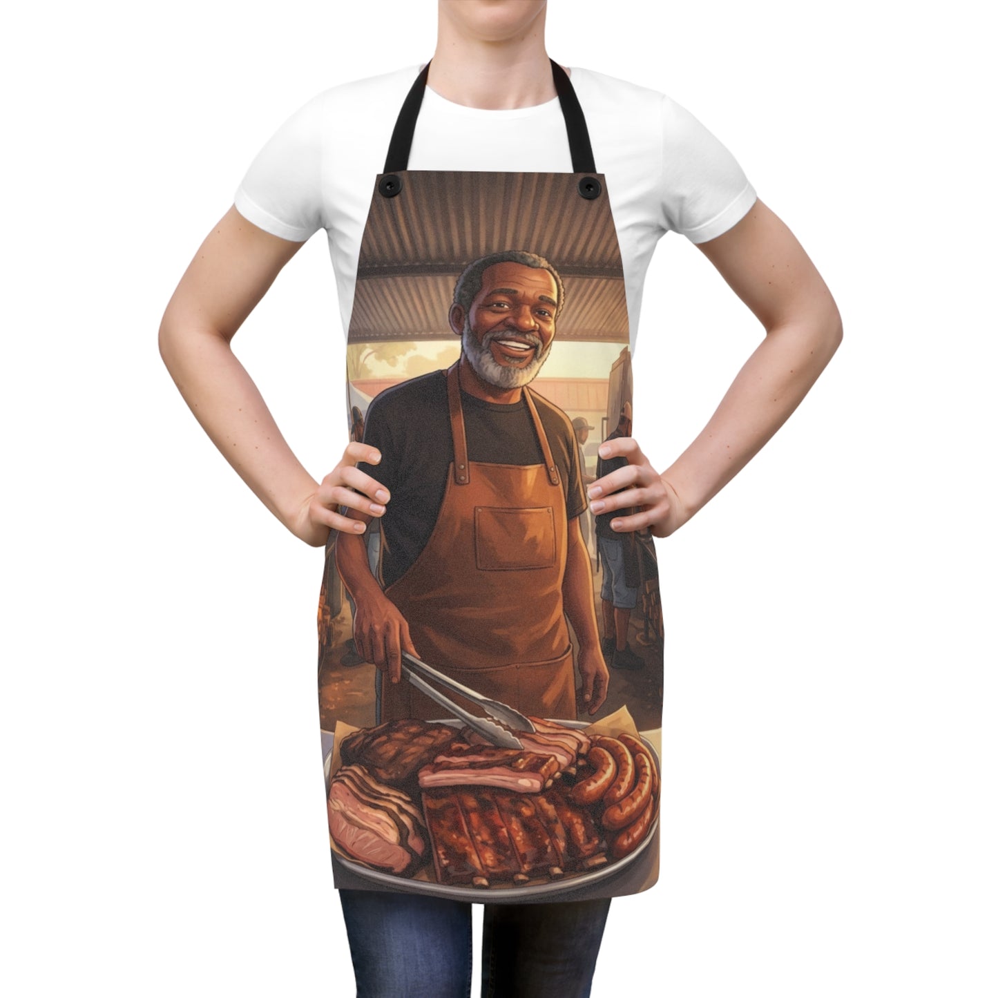 BBQ Pitmaster Apron — Grilling Chef Apron with Smiling Pitmaster Design