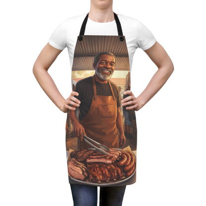 BBQ Pitmaster Apron — Grilling Chef Apron with Smiling Pitmaster Design