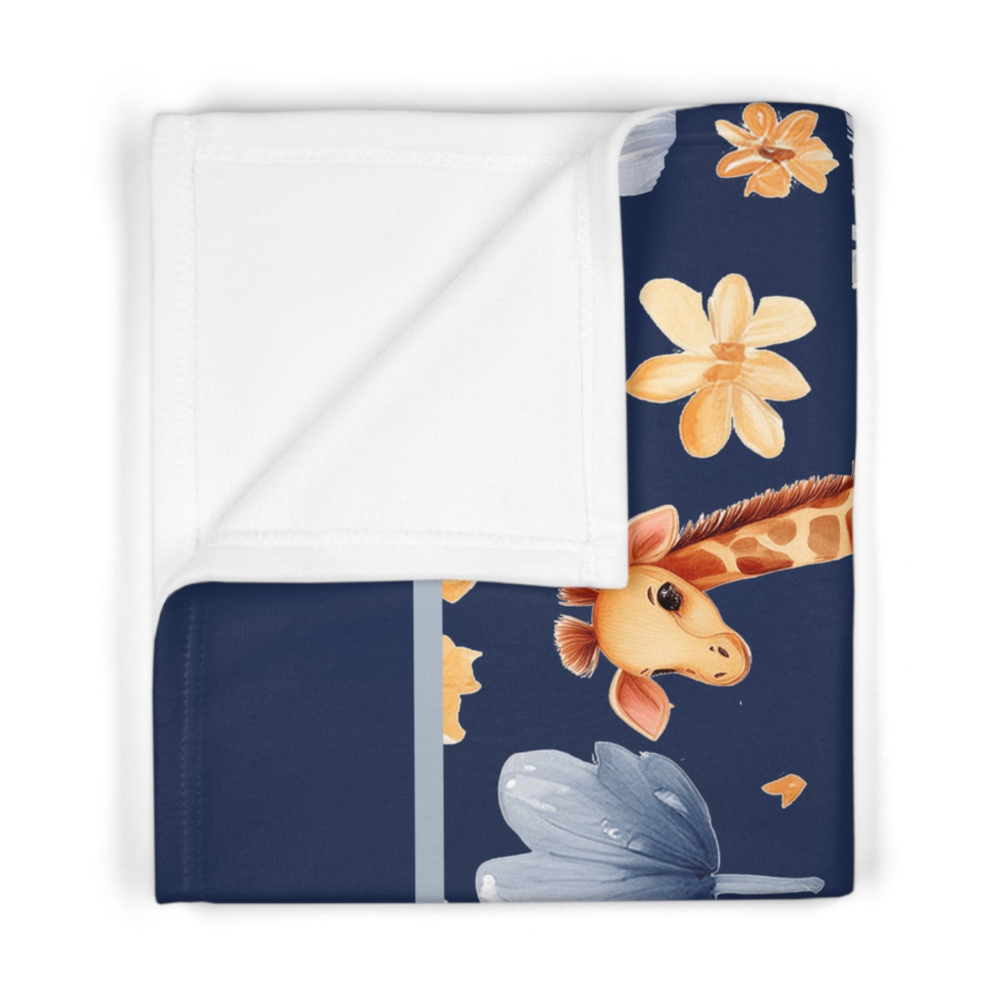Watercolor Safari Navy Elephant & Giraffe Baby Blanket Aniimal Flece Blanket by Grace Canvas Shop