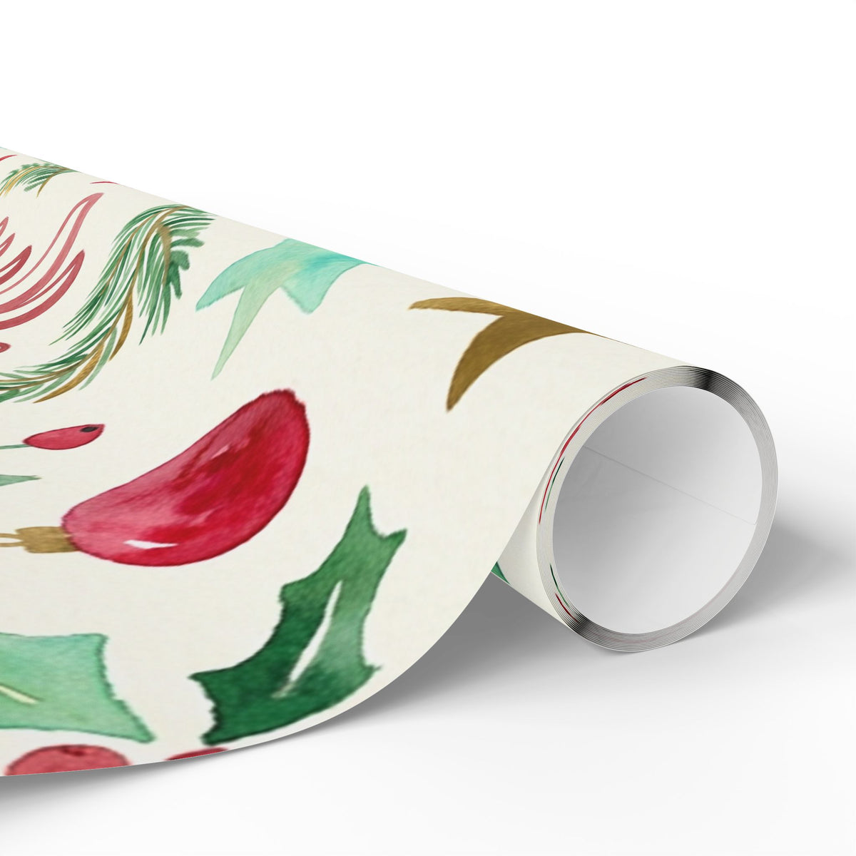 Joy to the World Christmas Wrapping Paper — Festive Watercolor Ornaments & Pine