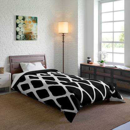 Black & White Lattice Comforter - Bold Geometric Modern Bedding