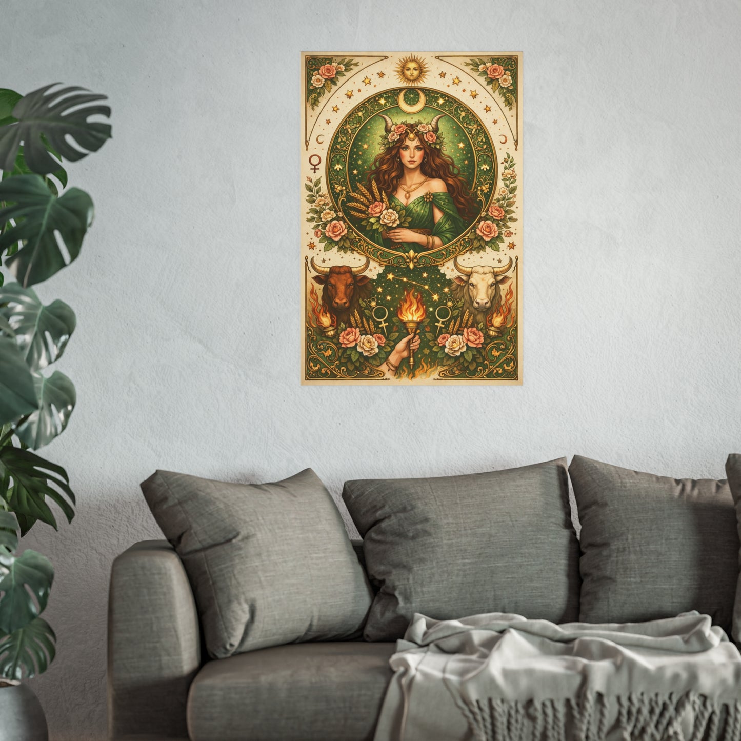 Celestial Taurus Goddess Art Poster by Grace Canvas Shop