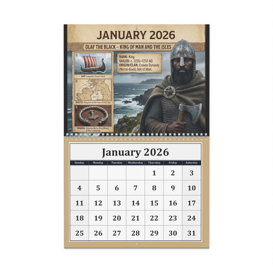 Black Viking Illustrated Wall Calendar 2026