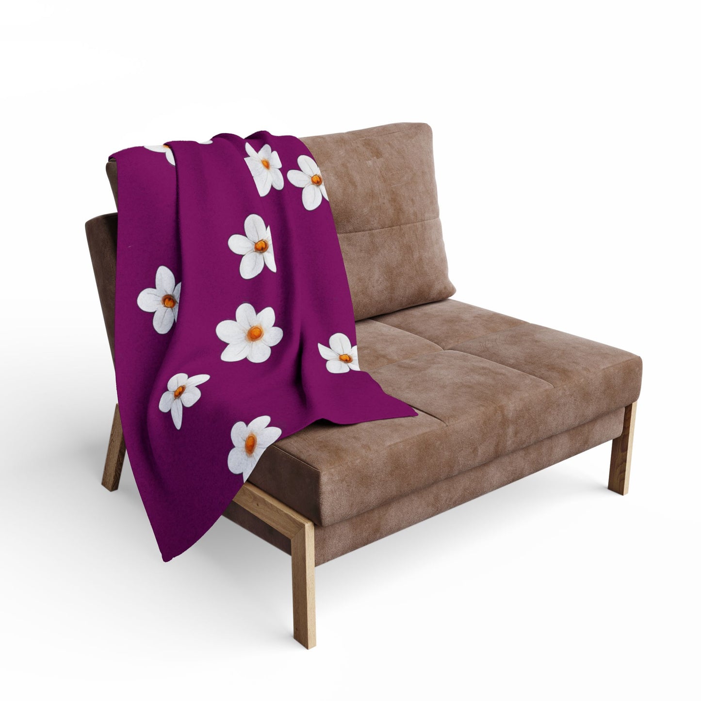 Plum Daisy Fleece Blanket – Cozy Floral Throw for Home & Gifts