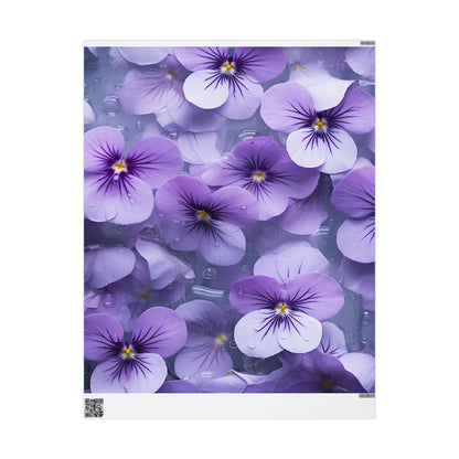 Floral Violet Pansy Wrapping Paper Roll — Purple Pansy Gift Wrap for Mother’s Day & Birthdays