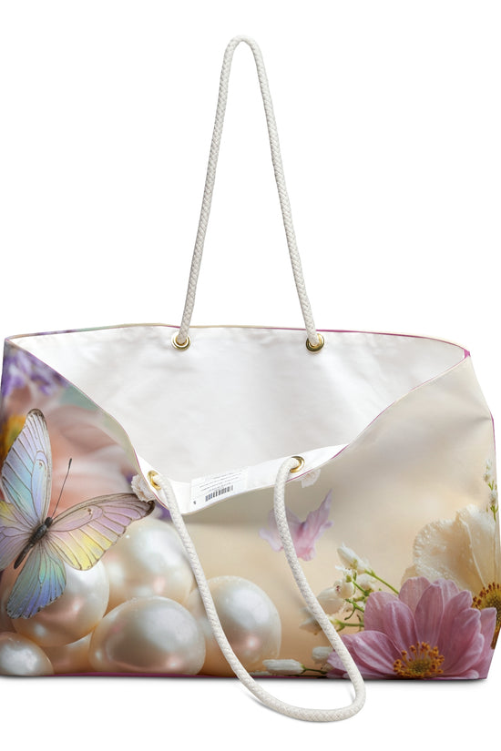 Butterfly Pearl Weekender Bag — Floral Travel Tote by Grace Canvas Shop
