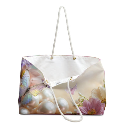 Butterfly Pearl Weekender Bag — Floral Travel Tote by Grace Canvas Shop