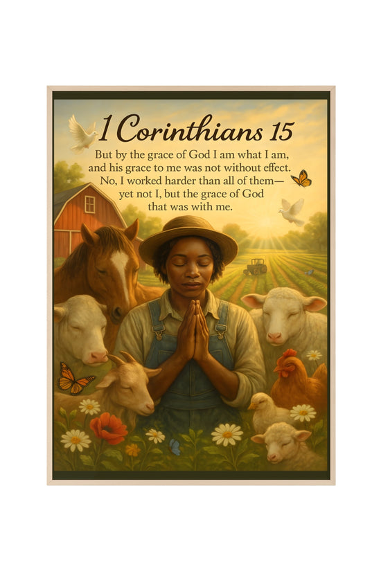1 Corinthians 15 Prayer Farm Poster — Framed Inspirational Bible Verse Wall Art