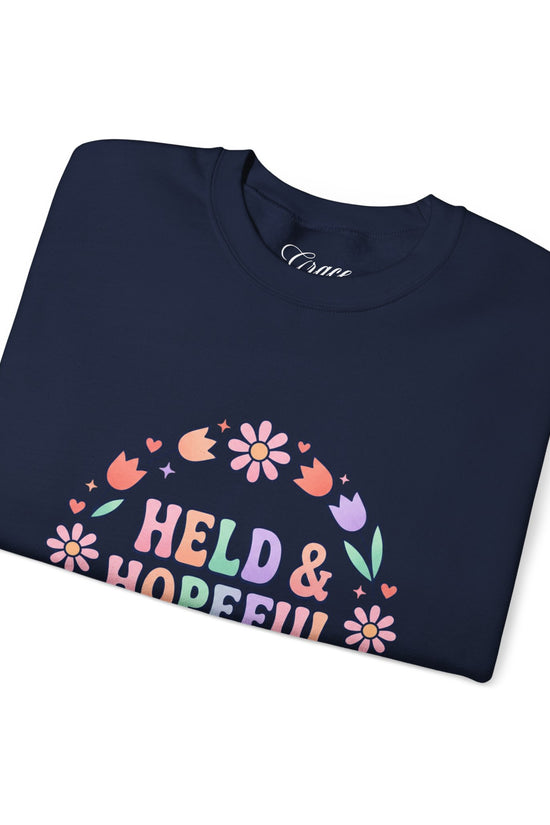 Held & Hopeful in Jesus Sweatshirt | Colorful Pastel Christian Encouragement