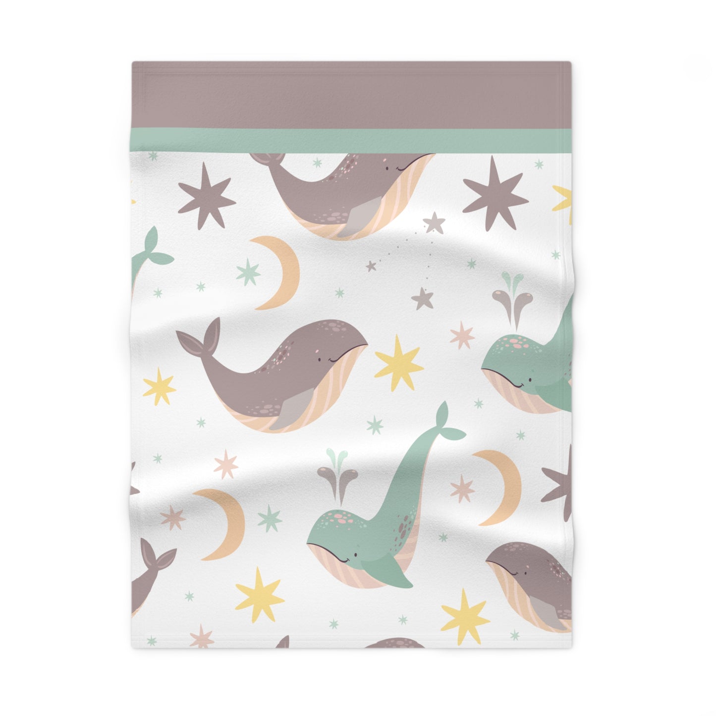 Whale Baby Fleece Blanket — Soft Nautical Nursery Throw for Infants & Newborns by Grace Canvas Shop