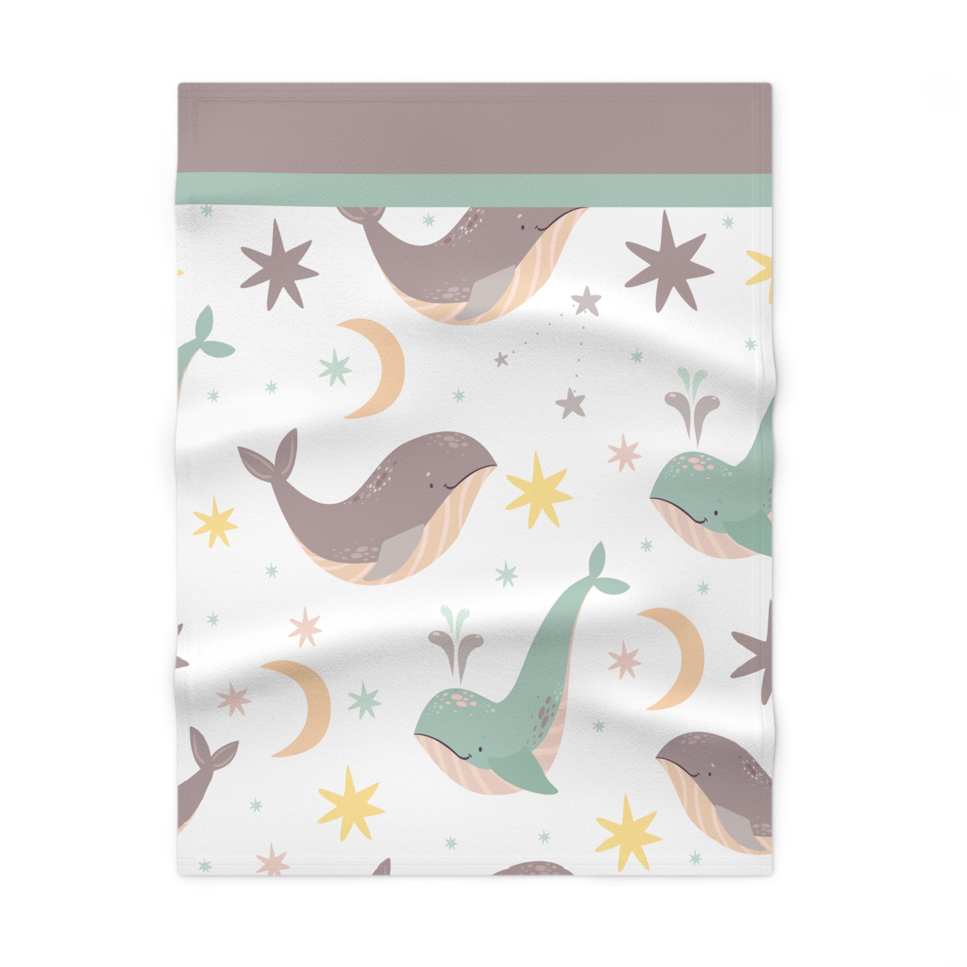 Whale Baby Fleece Blanket — Soft Nautical Nursery Throw for Infants & Newborns by Grace Canvas Shop