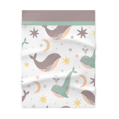 Whale Baby Fleece Blanket — Soft Nautical Nursery Throw for Infants & Newborns by Grace Canvas Shop