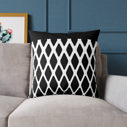 Geometric Black & White Throw Pillow — Modern Lattice Square Cushion
