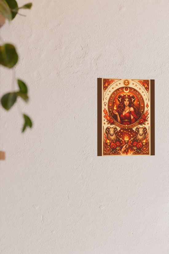 Aries Zodiac Art Poster — Fiery Goddess Illustration (Archival Matte) by Grace Canvas Shop