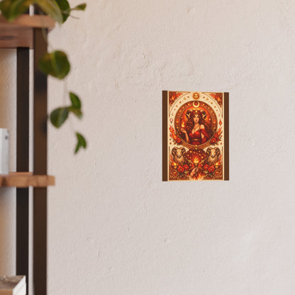 Aries Zodiac Art Poster — Fiery Goddess Illustration (Archival Matte)