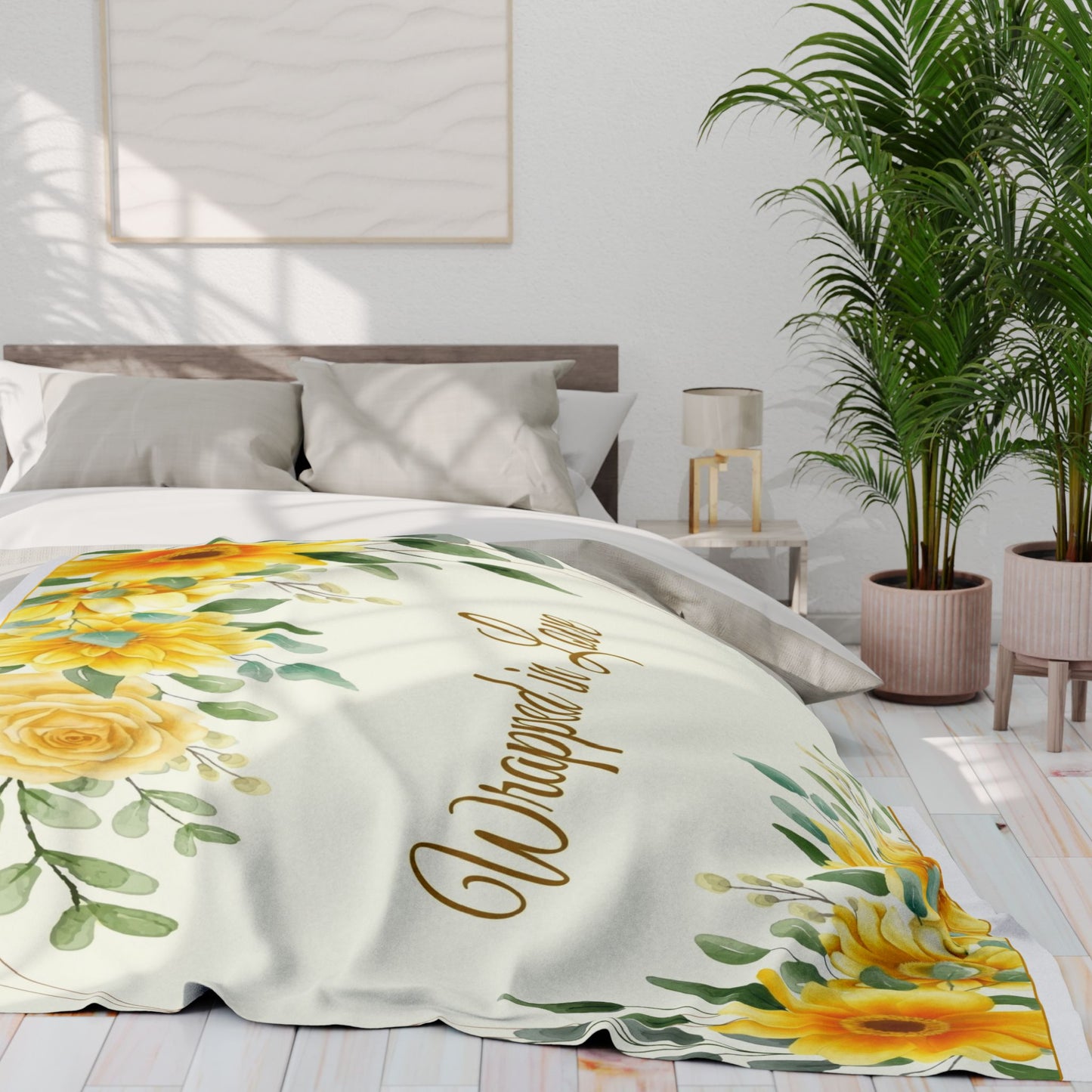 Wrapped in Love Floral Fleece Blanket — Sunflower Cozy Throw