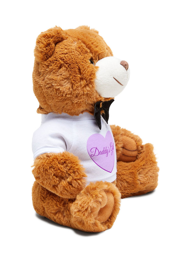 Daddy's Girl Teddy Bear Plush — Brown Bear with Heart T‑Shirt & Bow Tie by Grace Canvas Shop