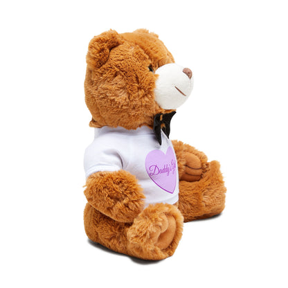 Daddy's Girl Teddy Bear Plush — Brown Bear with Heart T‑Shirt & Bow Tie by Grace Canvas Shop