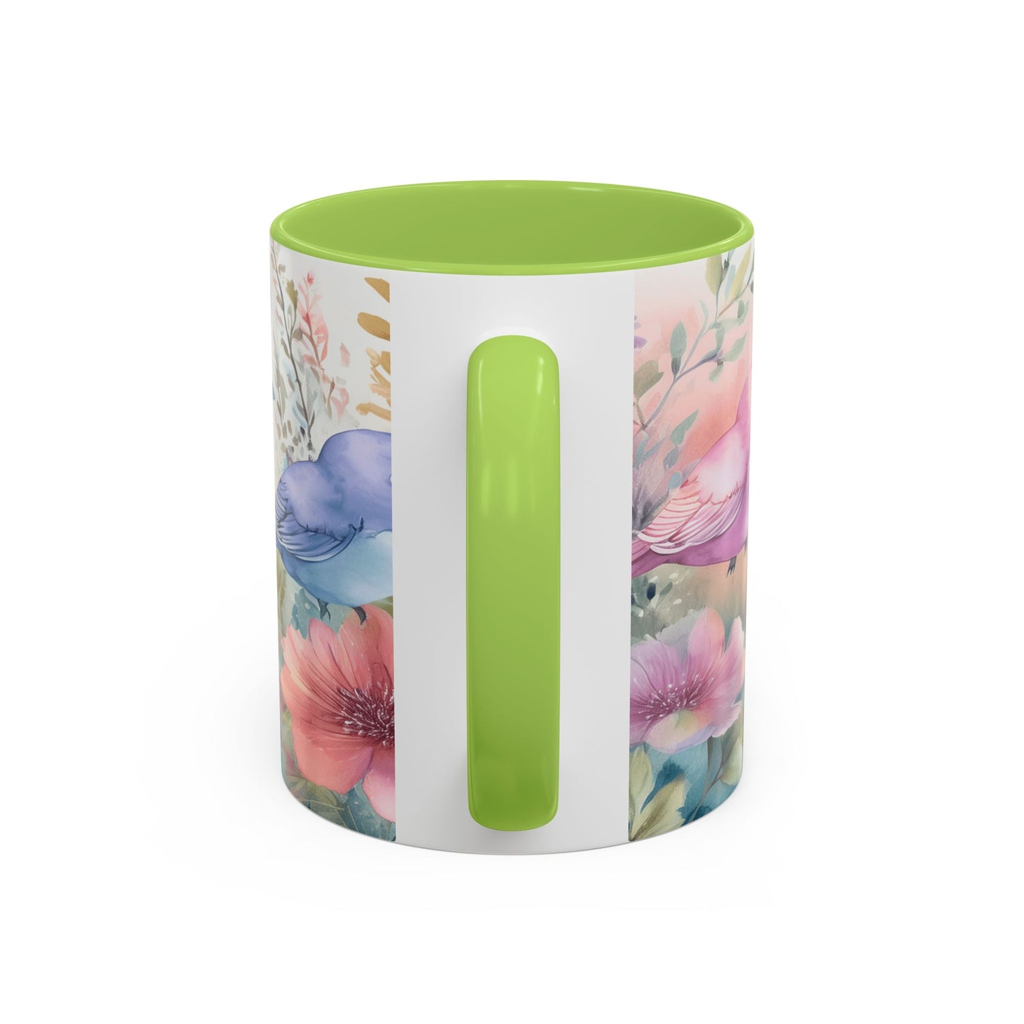 Pastel Bird Coffee Mug — Floral Accent Ceramic Mug (11/15 oz)