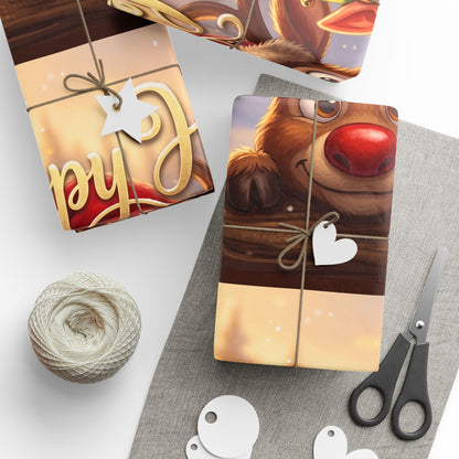 "Happy Holidays" Reindeer & Elf Gift Wrap