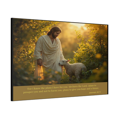 Jesus and the Lamb Jeremiah 29:11 Matte Canvas Print by Grace Canvas