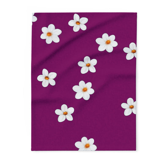 Plum Daisy Fleece Blanket – Cozy Floral Throw for Home & Gifts