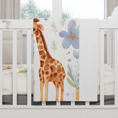 Watercolor Safari Elephants & Giraffes Nursery Throw Baby Fleece Blanket by Grace Canvas Shop