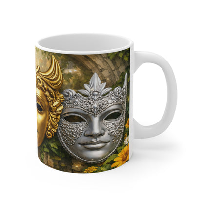Gold & Silver Venetian Mask Coffee Mug, 11oz